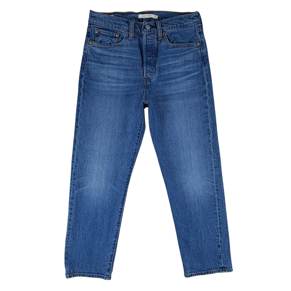 Levis Premium Wedgie Straight Jeans Medium Wash Blue Womens Size 27x26